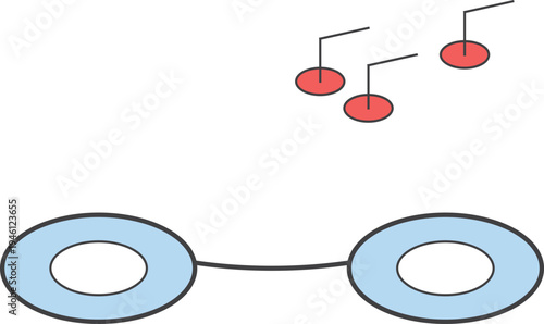 Conceptual illustration of connected data points and a network chain link structure