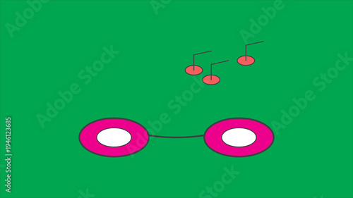 Stylized Representation of Magnifying Glasses and Dots on a Green Background
