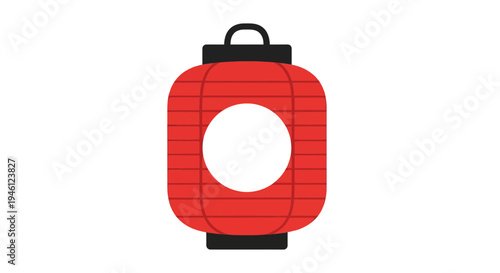 Red Japanese Lantern Vector Illustration, Flat Design for Festival, Celebration and Decoration