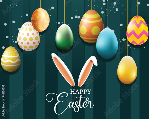 Easter Sale Promotion with Colorful Eggs and Bunny Ears