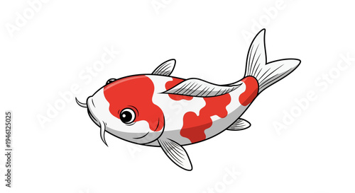 Koi Fish Vector Illustration, Japanese Carp, Flat Design, for Decoration and Design