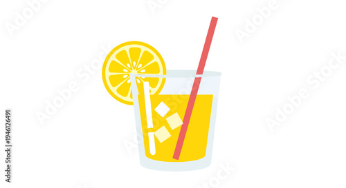 Lemonade drink vector illustration, refreshing beverage, summer refreshment, flat design, eps