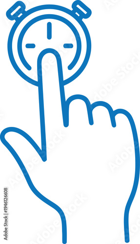 Hand pressing a digital stopwatch button to start or pause timing activity Vector