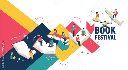 Vector illustration of book festival colorful banner
