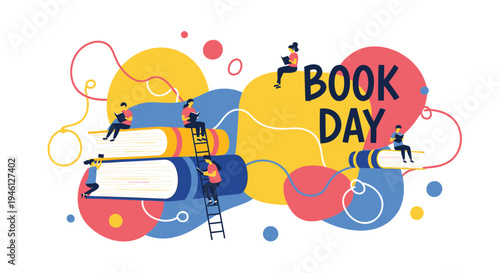 Vector illustration set for World Book Day, colorful graphic