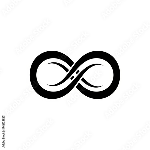 Stylized infinity symbol with a road or path running through it, representing endless possibilities and journeys.