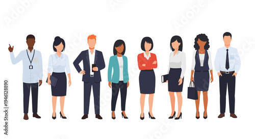 Diverse business men and women standing professional team