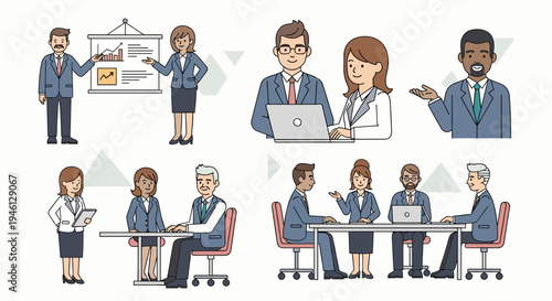 Diverse business people working and meeting in office environment