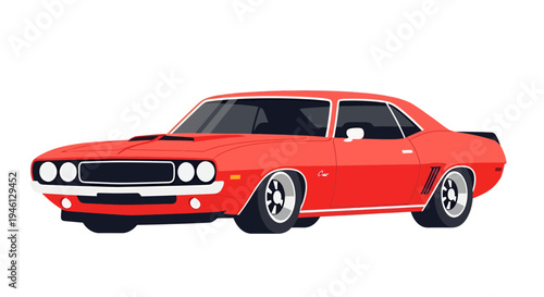 Classic Red Car Image, Photography, Automotive Design, Vintage Vehicle, Transportation