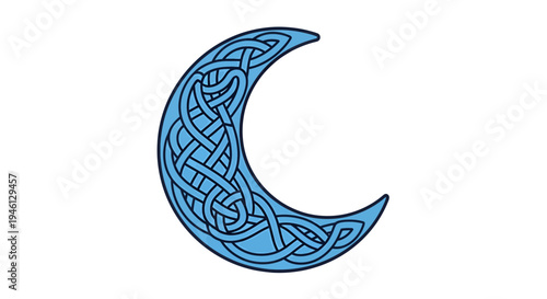 Celtic Moon Vector Illustration, Knotwork Design, Spiritual Symbol, Decorative Art