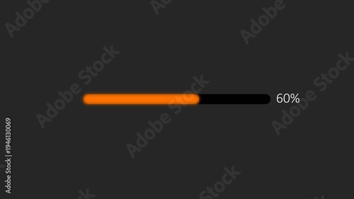 Progress bar illustration displaying 60 percent completion, digital loading bar illustration.
