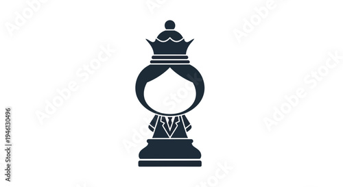 Chess Queen Vector Illustration, Business Strategy, Flat Design, Leadership Concept
