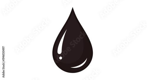 Black Drop Illustration, Vector Style Graphic, for Oil, Water, Liquid, or Symbol Design