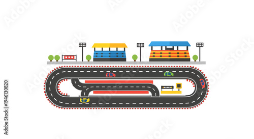 Race track vector illustration, flat design, for speed, competition, sport, and racing.