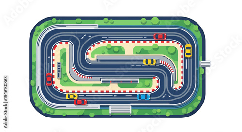 Race track vector illustration, flat design for racing sports, competition, and speed.