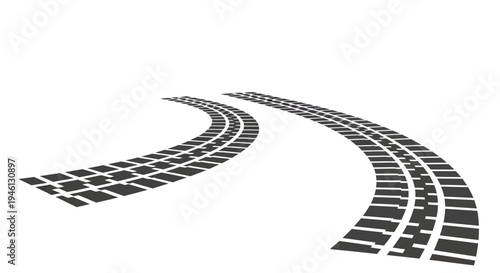 Tire tracks image, photography, curve, road, transportation, background, design, illustration