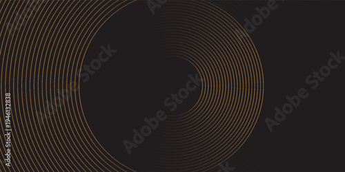 3D brown lines techno abstract background layer on dark blank space with circles shapes effect for backdrop, wallpaper. Modern cincept. Vector Illustration.