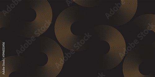 3D brown lines techno abstract background layer on dark blank space with circles shapes effect for backdrop, wallpaper. Modern cincept. Vector Illustration.