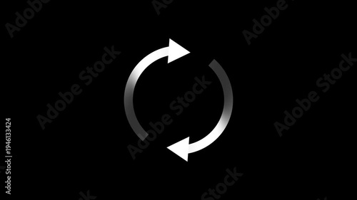 Circular Arrow Rotating in a Loop on Black Background for Infographics and Presentations rotating arrows