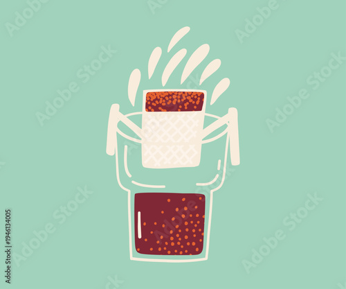 A flat glass with brewed drip coffee. Fresh morning coffee to start the day and cheer you up.