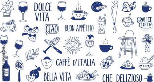 Italian food and drink illustrations