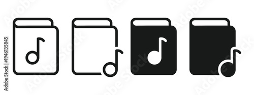 Audio Book Icon with Musical Notes. Vector Illustration