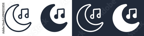 Lullaby Icon with Moon and Music Notes. Bedtime Song and Relaxing Night. Vector Illustration