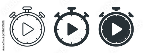Stopwatch Time with Video Icon. Vector Illustration