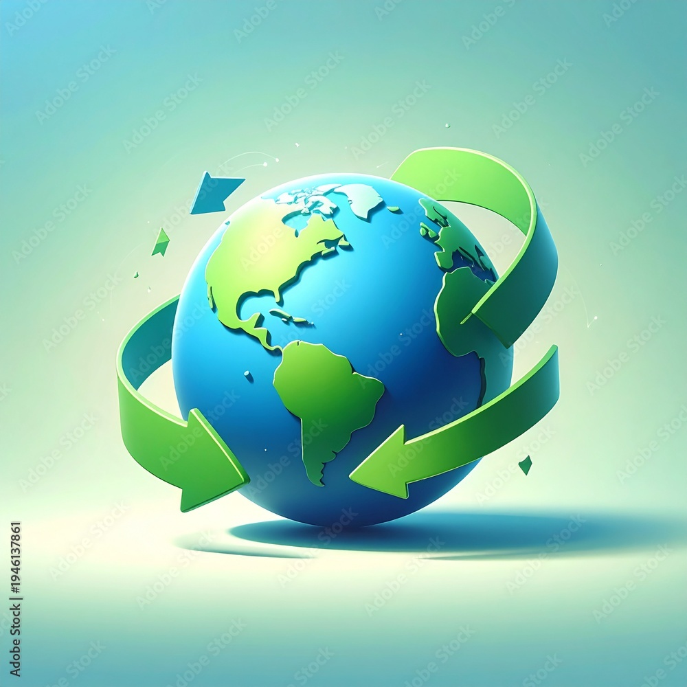 Fototapeta premium green earth globe on blue background