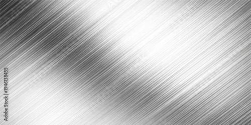 A polished silver stainless steel plate features a smooth brushed metal texture with a shiny industrial chrome pattern reflecting light across the grey metallic aluminum surface