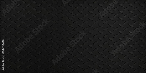 Seamless dark carbon fiber and black leather texture featuring a macro grid pattern on a rough textile surface for a modern material wallpaper background