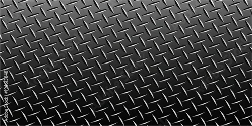 A seamless industrial metallic floor texture featuring a silver diamond plate pattern on a gray steel sheet surface for construction material design wallpaper