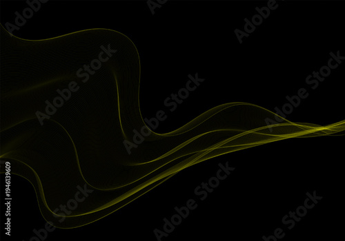 Modern futuristic composition of smoothly curved golden lines on dark. Eps 10