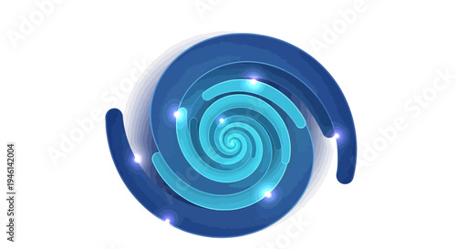 Vector illustration of a blue spiral symbol representing the mathematical concept of Pi day with a special decimal number design on a white background.