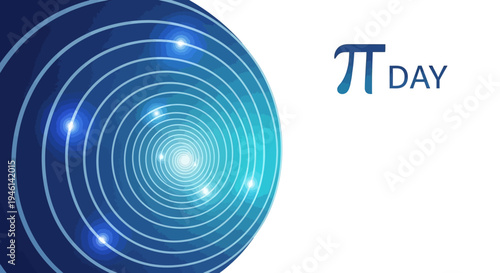 Vector illustration of a blue Pi Day symbol with concentric circles on a white background, representing a mathematical concept with a special decimal number, used as an icon or design