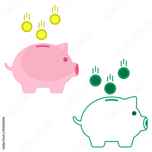 Cofre de porquinho com moedas