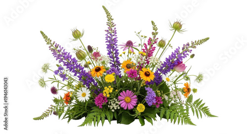 Wildflower bouquet arrangement on with wildflower with bouque transparent background