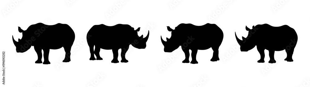 Obraz premium Silhouette of african oryx antelopes grazing in a group wildlife animal vector illustration