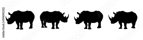 Silhouette of african oryx antelopes grazing in a group wildlife animal vector illustration