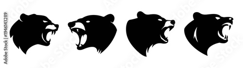 Black bear silhouette vector art angry bear head illustration wild animal logo design graphic template
