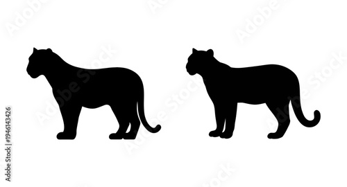 Black panther silhouette vector art illustration of two big cats isolated on white background image
