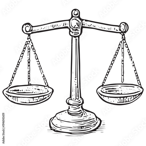 Vintage Apothecary Balance Scale Illustration Herbal Pharmacy Measurement Tool