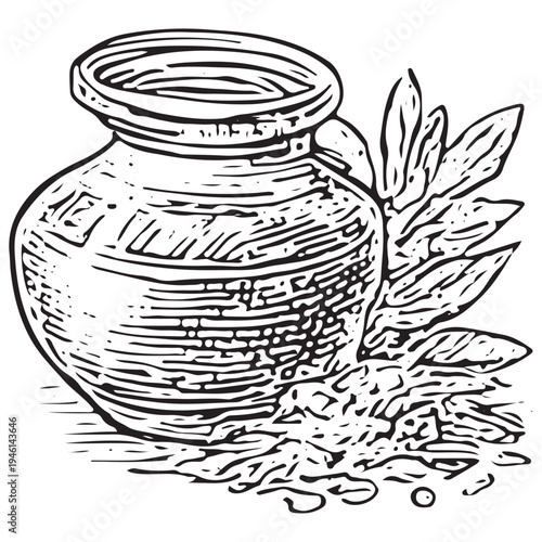 Vintage Apothecary Herbal Jar Illustration Natural Medicine Container With Medicinal Herbs