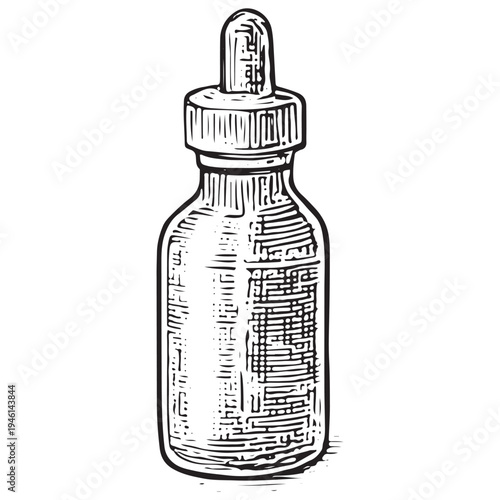 Vintage Herbal Dropper Bottle Illustration Apothecary Tincture Medicine Container