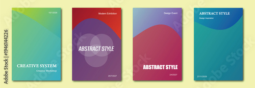 Abstract gradient poster template collection with modern minimal shapes and vibrant colors, creative graphic design covers for branding, marketing and abstract style layouts