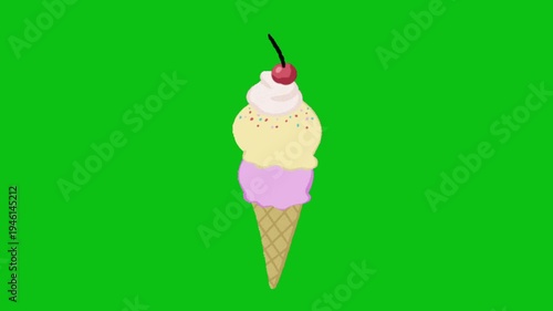 ice cream cone on green background