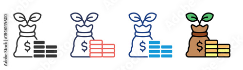 Growth Fund icon set multiple style collection