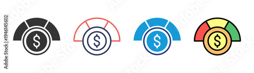 Financial Target icon set multiple style collection