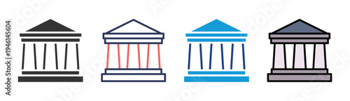Banking System icon set multiple style collection