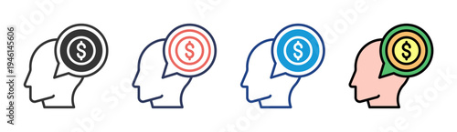 Money Mindset icon set multiple style collection